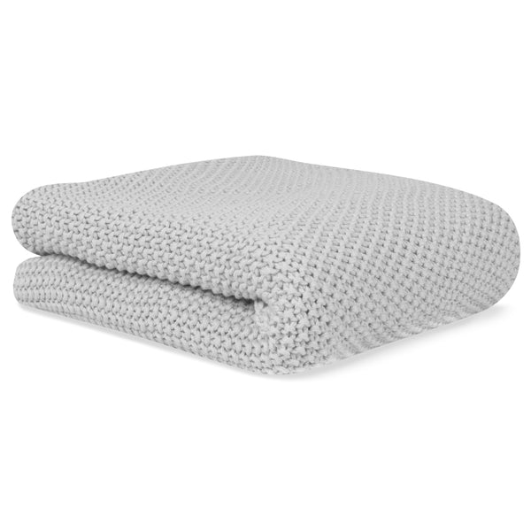 Rice Weave Organic Cotton Knitted Blanket- Grey