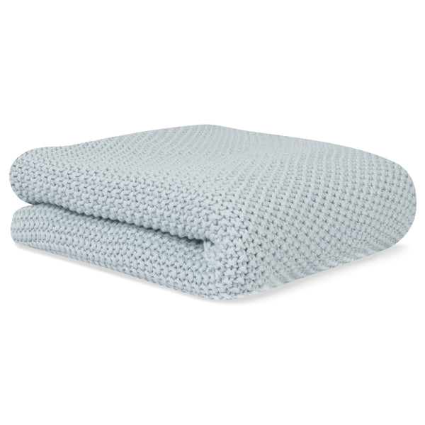 Rice Weave Organic Cotton Knitted Blanket- Blue