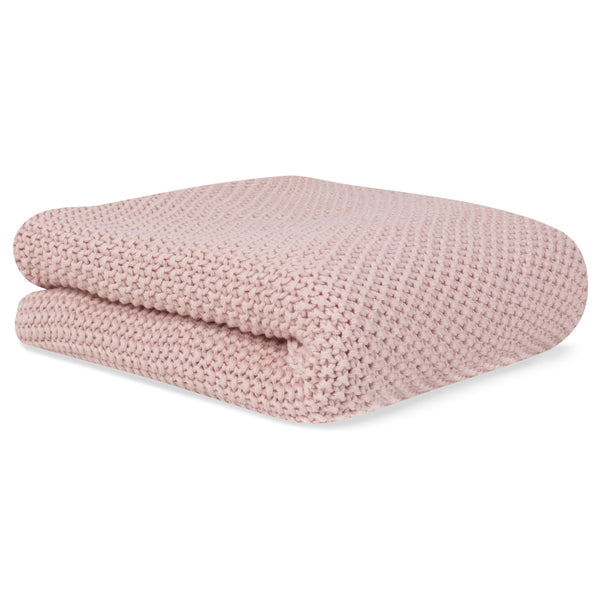 Rice Weave Organic Cotton Knitted Blanket- Pink