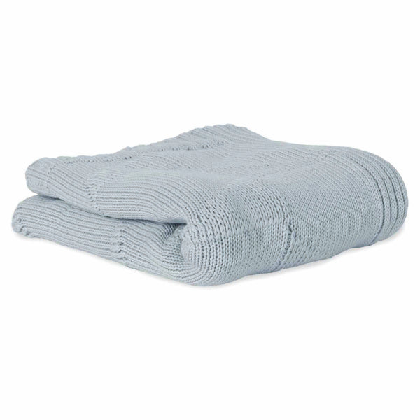 Ivy Organic Cotton Knitted Blanket- Blue