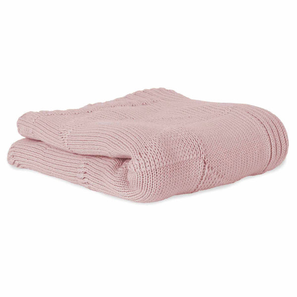 Ivy Organic Cotton Knitted Blanket- Pink