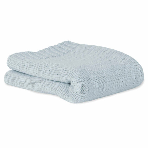 Granny Organic Cotton Knitted Blanket- Blue