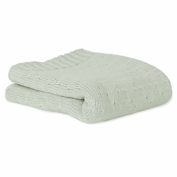 Granny Organic Cotton Knitted Blanket- Green