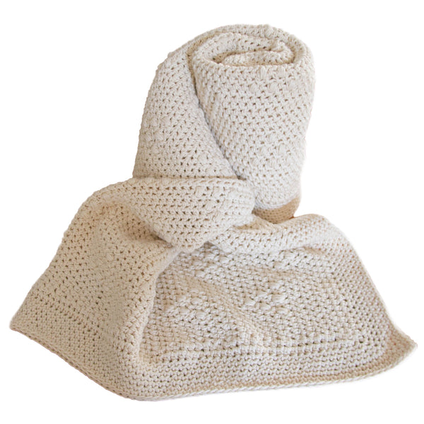 Hand-crocheted Cot Blanket - Vanilla