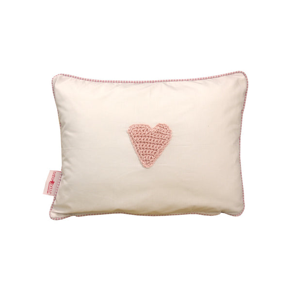 Scatter Pinstripe pink hand crochet heart - Scatter Cushion- Baby Belle