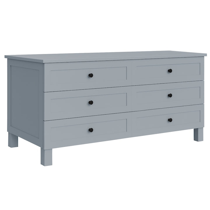 Side angle of handcrafted 1.5m Alexander Compactum in Moonshadow with black knobs, nursery compactum for South African homes