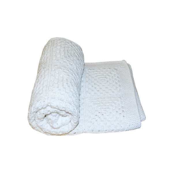 Hand-crocheted Cot Blanket - Traditional White